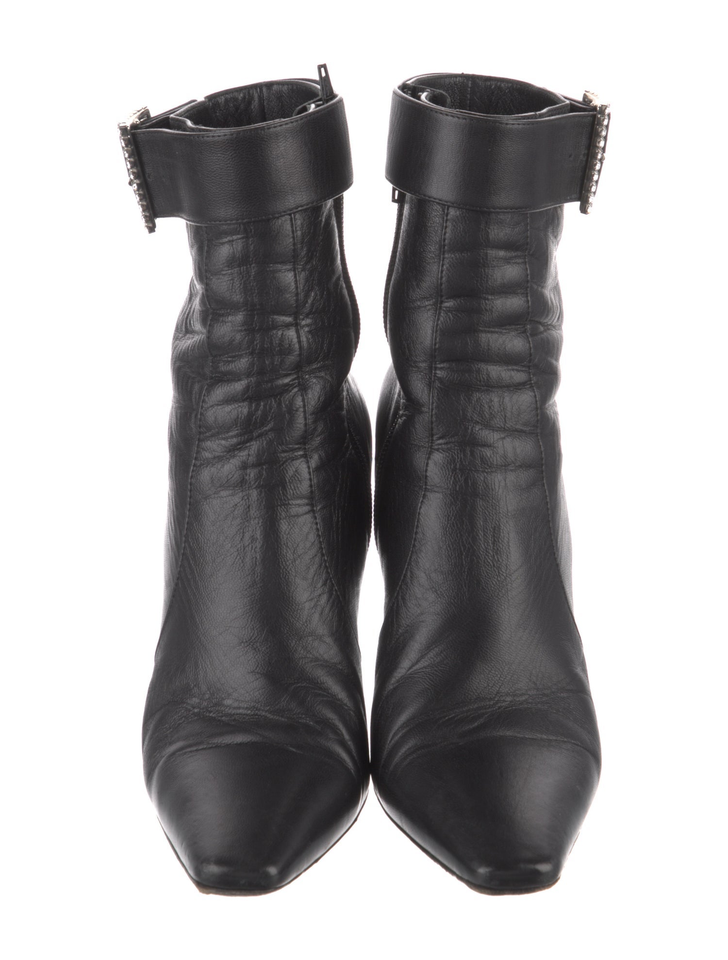 Saint Laurent Leather Crystal Embellishments Boots